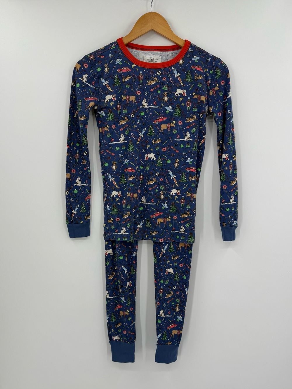 Crewcuts Holiday Print Cotton Pajama Set | Navy Multi | Size 12